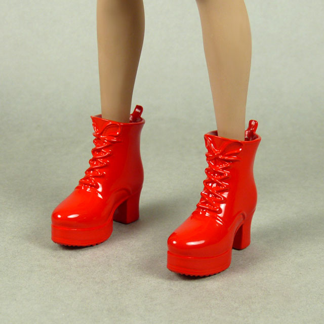 ZY Toys 1/6 Scale Female Glossy Red Motorcycle Heel Boots